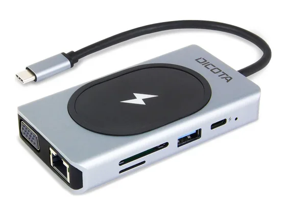 DICOTA USB-C 10-en-1 — hub avec charge sans fil — vue 1