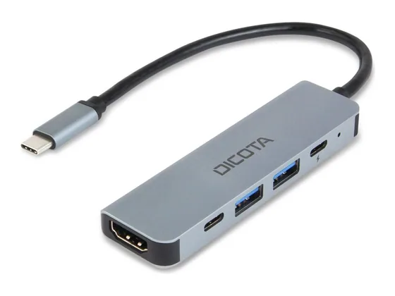 DICOTA USB-C 5-en-1 — hub vidéo 4K, charge 100 W — vue 1