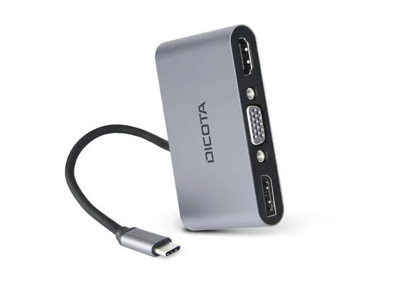DICOTA USB-C Portable 5-en-1 — HDMI, DisplayPort et VGA — vue 2