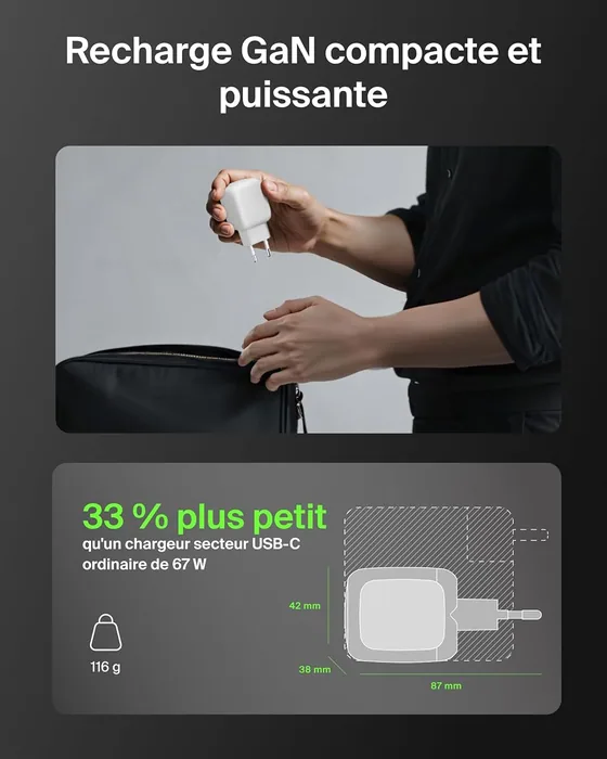 Chargeur USB-C GaN 67 W Belkin BoostCharge Pro — vue 3