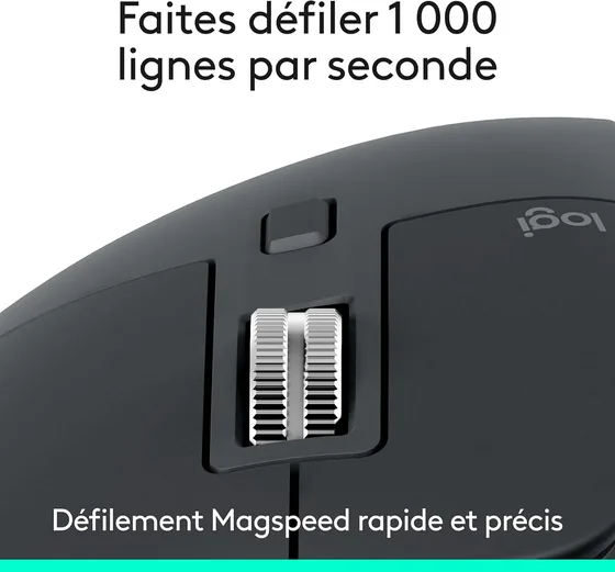 Souris Logitech MX Master 3S, USB-C rechargeable — vue 3