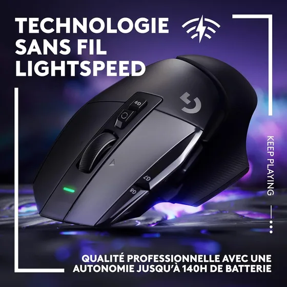 G502 X Lightspeed — souris gaming sans fil — vue 3