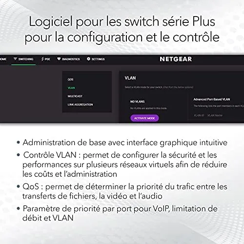NETGEAR GS316EP — switch 16 ports Gigabit, 15 ports PoE+ 180 W — vue 3