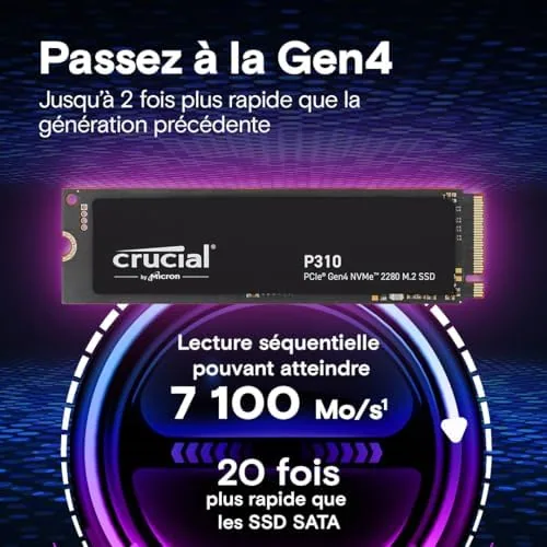 SSD interne Crucial P310 500 Go, NVMe M.2 — vue 1