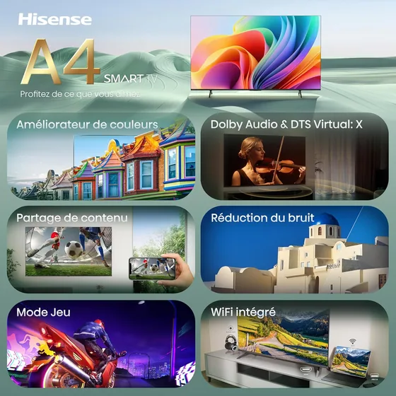 Hisense 32A4S — TV LED 32″ HD, Smart TV VIDAA — vue 2