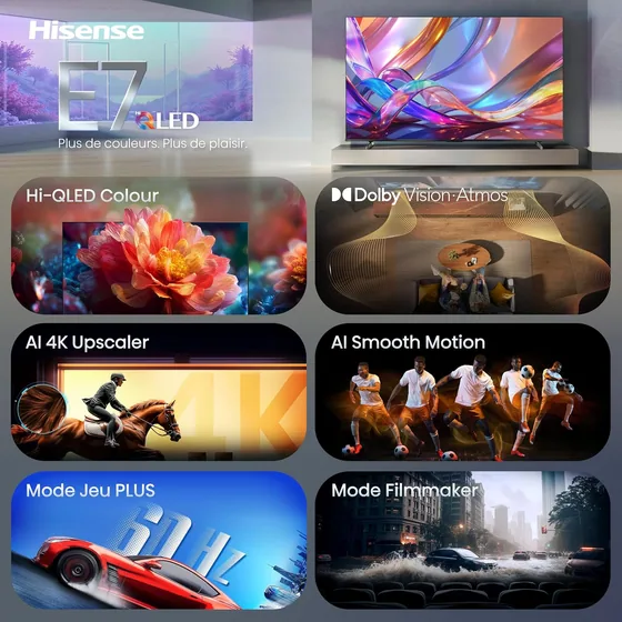 Hisense 43E7DS — TV QLED 43″ 4K, série E7DS (2026) — vue 2