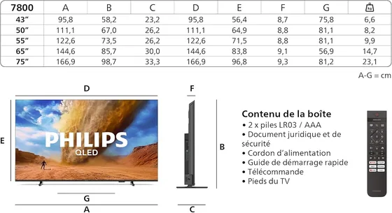 75PUS7800 — TV QLED 75″ 4K Titan OS — vue 3