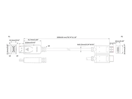 Câble DisplayPort vers HDMI 8K Vision, 2 m — vue 3