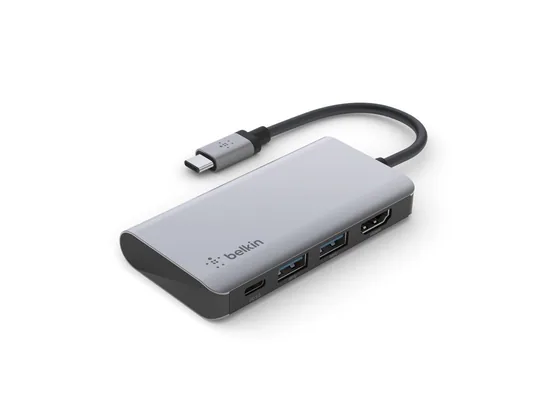 Hub USB-C Belkin HDMI + 2 USB-A, charge 100 W — vue 3