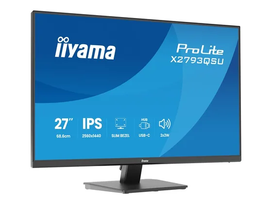 X2793QSU-B1 — écran 27″ QHD — Trois quarts gauche