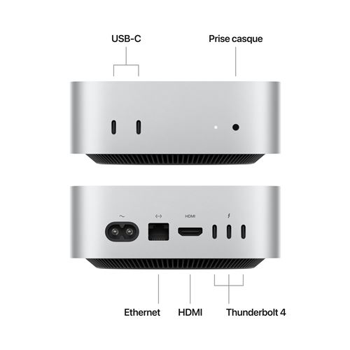 Vue 2 APPLE MAC MINI — Apple M4, 16 Go, 256 Go SSD